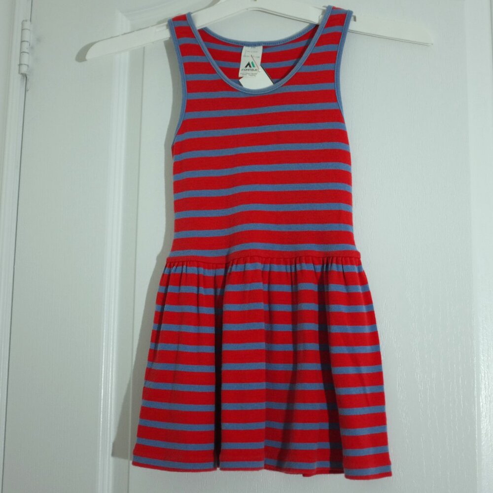Moniteur girls tennis dress knit striped 4T Made in France